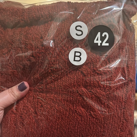 Free People Womens Oversized Cropped Knit Sweater Red Brick - Picture 6 of 12